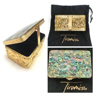 New Handcrafted Gold-plated brass ABALONE SHELL JEWELRY BOX